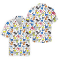 Cartoon Cat Golf Shirt, Colorful Doodle Cat Pattern, Polo Shirts For Men