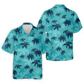 Turquoise Palm Tree Tropical Golf Shirt, Men's Polo Shirt, Hawaiian Golf Shirt, Performance Golf Shirt