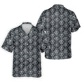 Skull Damask Charcoal Grey Gothic Floral Golf Tops For Men, Polo Shirts For Men, Golf Shirts For Men