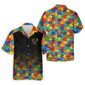 In A World Where You Can Be Anything Be Kind Autism Awareness Puzzle Pattern Black Fade Men's Golf Shirt