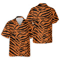 Bold Orange Black Tiger Stripe Animal Print Golf Shirt, Mens Golf Shirts, Golf Apparel For Men
