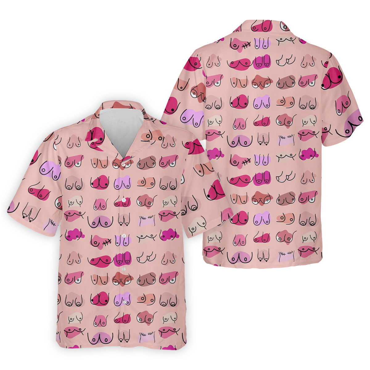 Pink Funny Boob Pattern Golf Polo Shirt, Men's Golf Shirts, Printed Golf Shirts