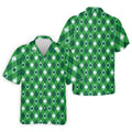 Green And White Lucky Four Leaf Clover Argyle Pattern St Patrick's Day Golf Shirt, Polo Shirts For Men