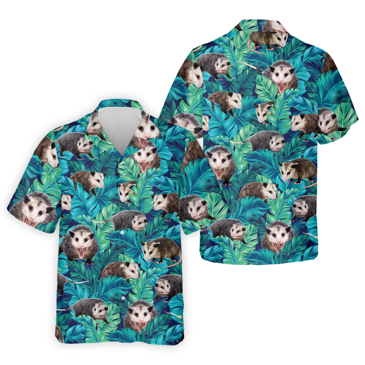 Playful Opossums Among Tropical Leaves Hawaiian Golf Polo, Golf Tops For Men, Golfing Apparel