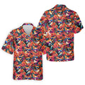 Tropical Corgi Floral Pattern Hawaiian Golf Polo, Golf Tops For Men, Golfing Apparel