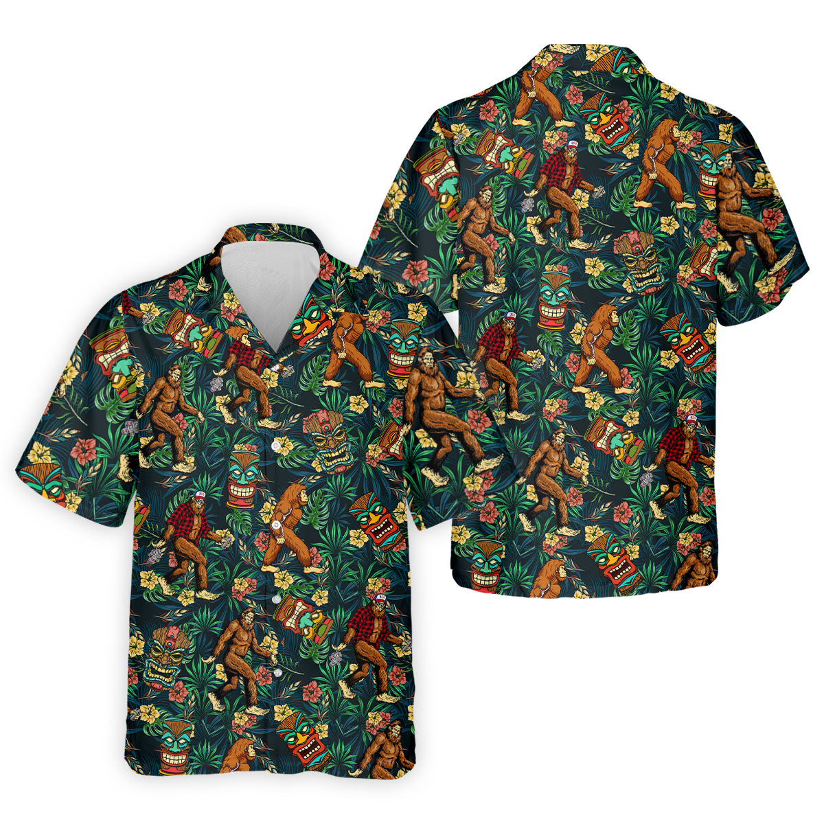 Bigfoot Tropical Tiki Resort Pattern Design Hawaiian Golf Polo, Golf Tops For Men, Golfing Apparel