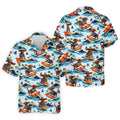 Funny Dachshund Surfing Beach Hawaiian Golf Shirt, Summer Vibe Golf Shirts For Men