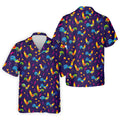 Retro Rooster Golf Shirt, Colorful Country Pattern Polo, Polo Shirts For Men