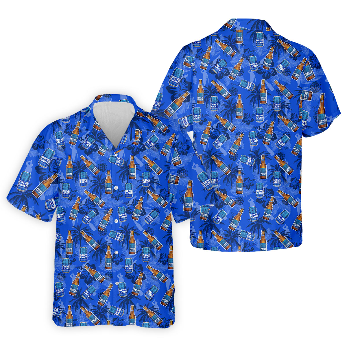Drive Light Golf And Beer Tropical Pattern Fun Golf Shirt, Golf Tops For Men, Golf Shirts For Men