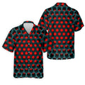 3D Effect Circular Pattern Red Golf Shirt, Cool Golf Outfit, Men's Funny Golf Shirts, Polo Shirts For Men