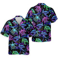 Neon Sea Turtle Ocean Pattern Hawaiian Golf Polo Shirt, Mens Golf Polo, Printed Golf Shirts