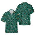 Peacock Feather Pattern Hawaiian Golf Shirt, Hawaiian Golf Shirt, Mens Golf Shirts, Golf Apparel For Men
