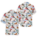 Tropical Dachshund Beach Pattern Hawaiian Golf Polo, Golf Tops For Men, Golfing Apparel