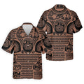 Maori Tattoo Pattern with Traditional Tiki Mask Hawaiian Golf Polo, Golf Tops For Men, Golfing Apparel