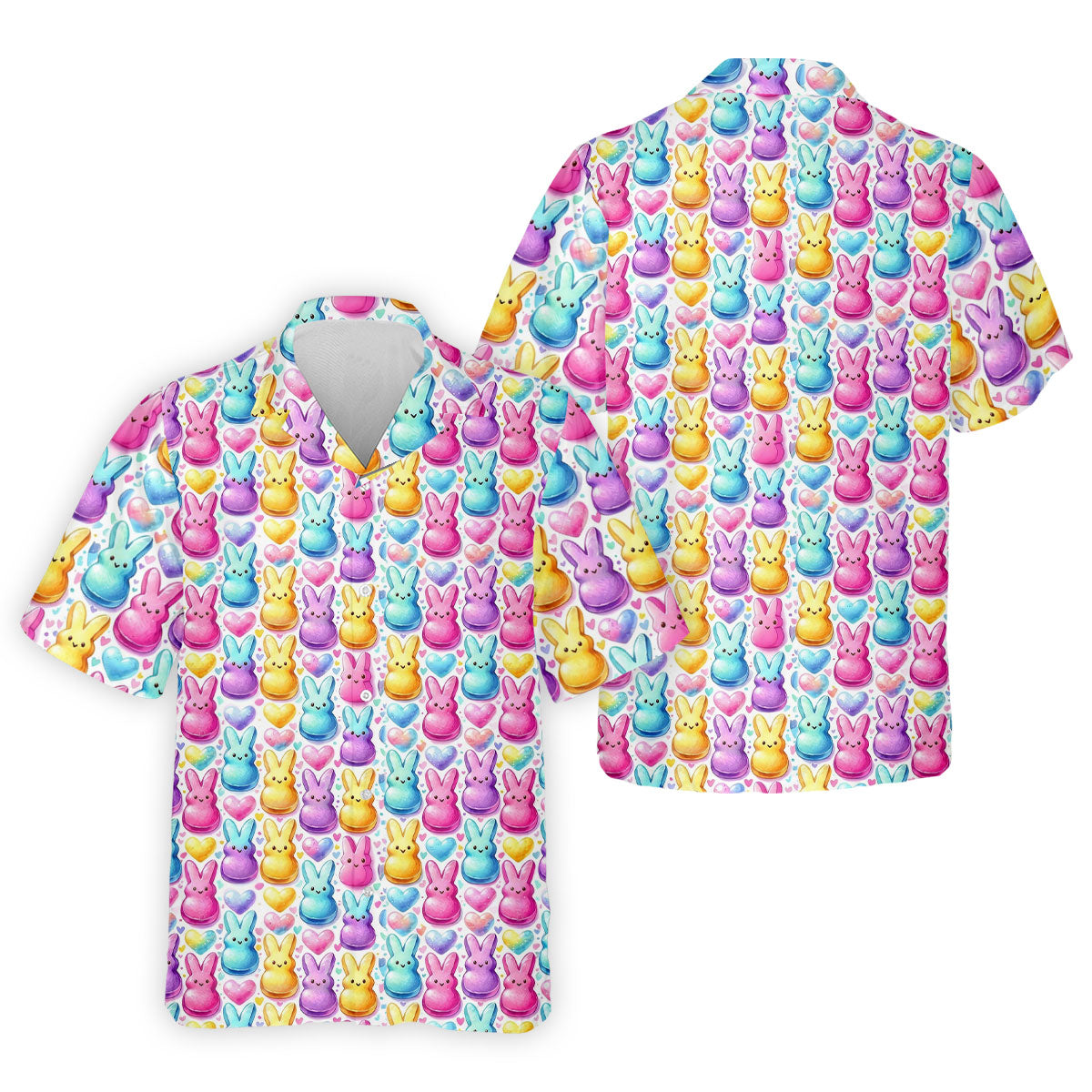 Easter Bunny Jelly Effect Seamless Pattern Golf Shirts For Men, Men's Funny Golf Shirts, Polo Shirts For Men