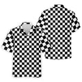 Black White Checkerboard Racing Pattern Golf Shirt, Men's Golf Shirt, Golf Polo Shirts For Men, Printed Golf Shirts