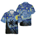 Van Gogh Starry Night Tropical Palm Tree Golf Shirt, Mens Golf Polo, Printed Golf Shirts