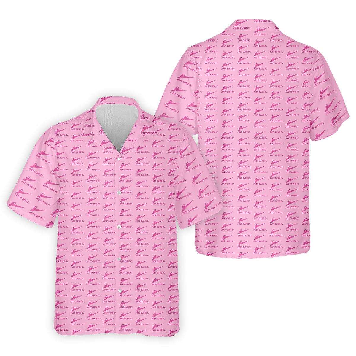 Just Cure It Pink Ribbon Breast Cancer Golf Shirt, Mens Golf Polo, Printed Golf Shirts