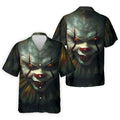 Scary Clown Face Halloween Polo Shirt, Golf Polo Shirts For Men, Mens Golf Apparel