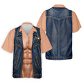 Blue Denim Vest Illusion Golf Polo Shirt, Golf Shirts For Men, Mens Golf Apparel