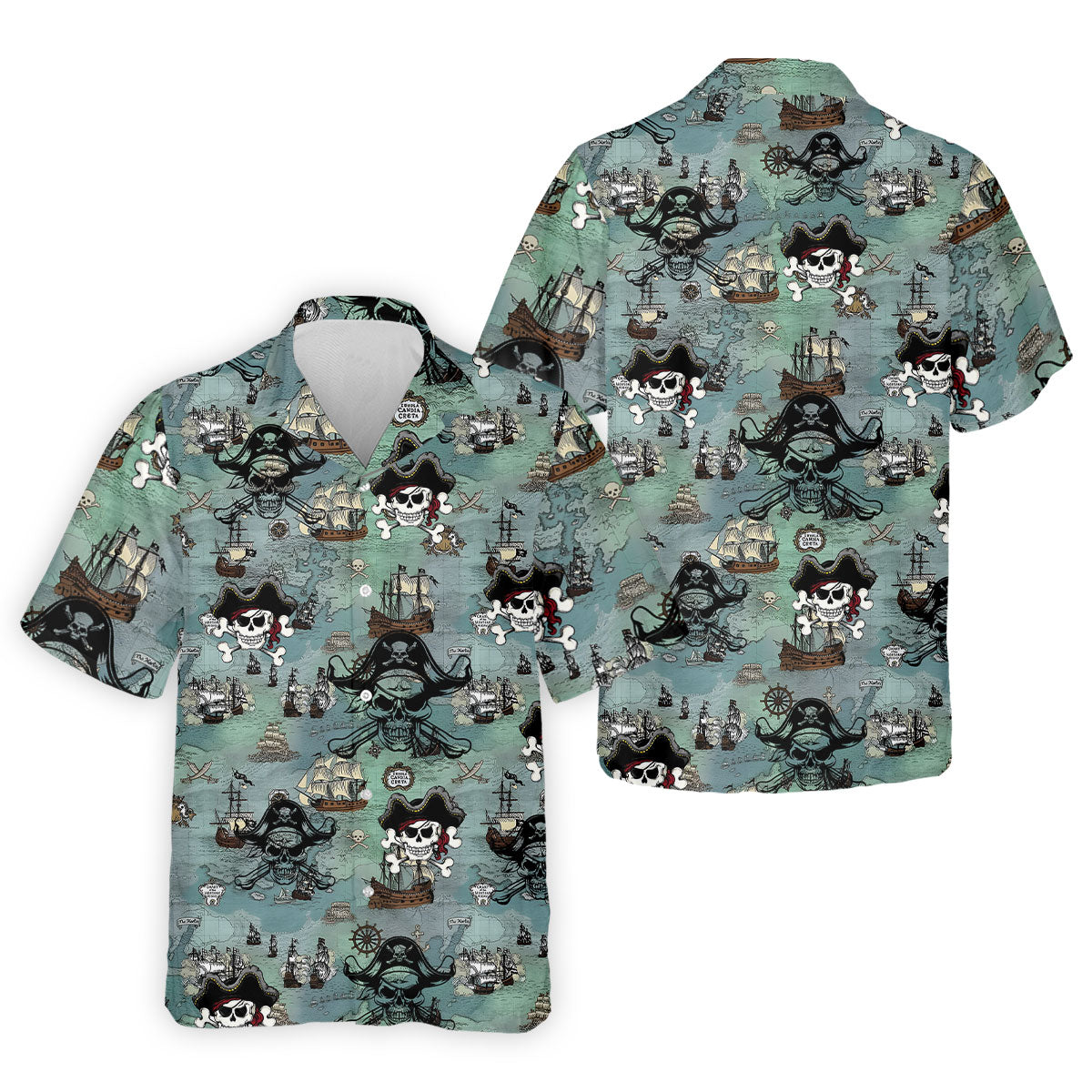 Pirate Captain Skulls, Kraken Tentacle Design Design Hawaiian Golf Polo, Golf Tops For Men, Golfing Apparel