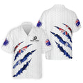 Golf Ball Pattern Australia Flag Print Scratch Effect Men's Golf Top, Golf Shirts For Men