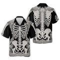 Floral Skeleton Halloween Golf Polo Shirt, Golf Shirts For Men, Mens Golf Apparel