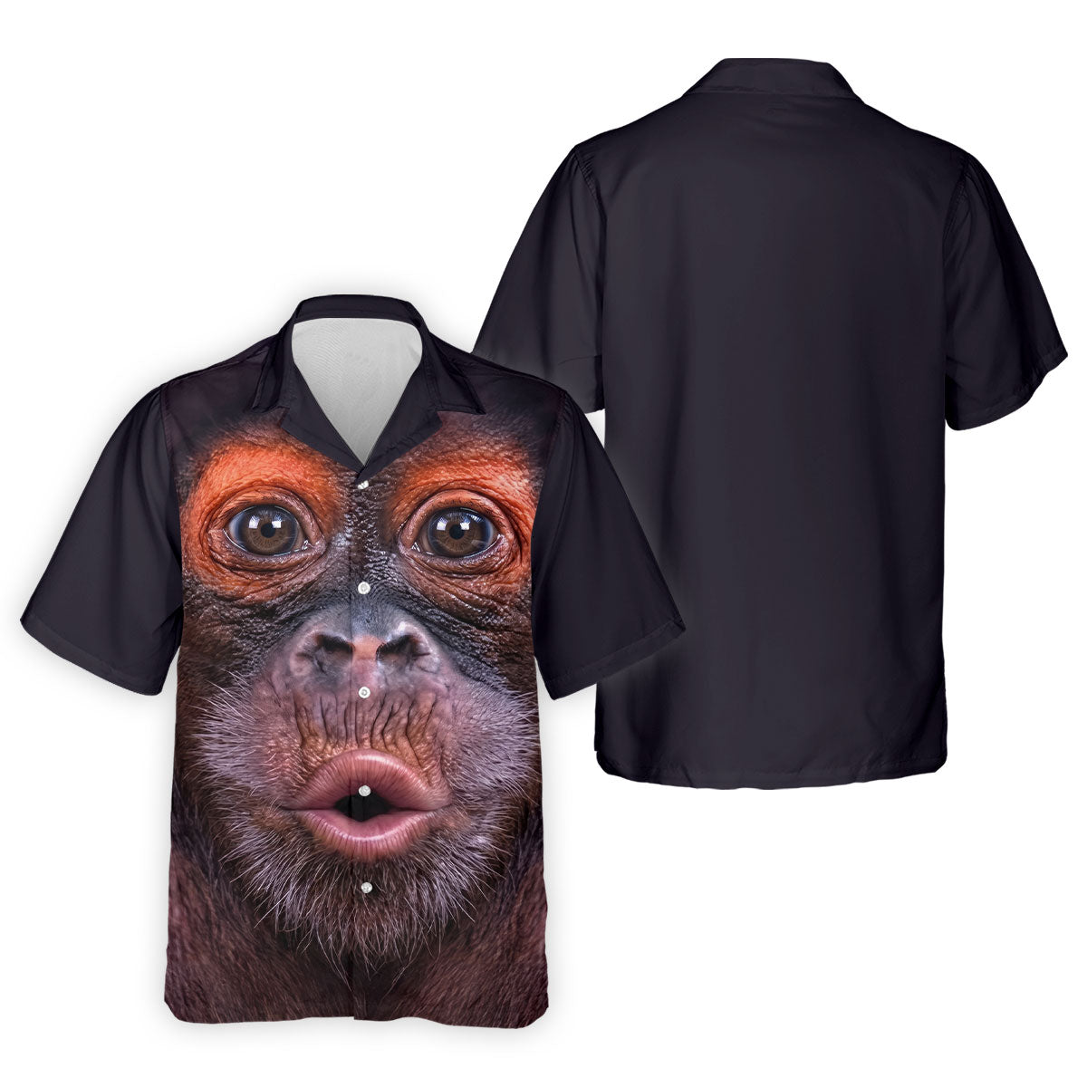 Funny Monkey Face Closeup Print Hawaiian Golf Polo, Golf Tops For Men, Golfing Apparel