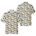 Floral Golf Club Pattern White Hawaiian Golf Shirt, Men's Golf Shirt, Golf Apparel For Men