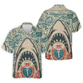 Vintage Shark Jaw Tattoo Art Golf Polo Shirt, Golf Shirts For Men, Printed Golf Shirts