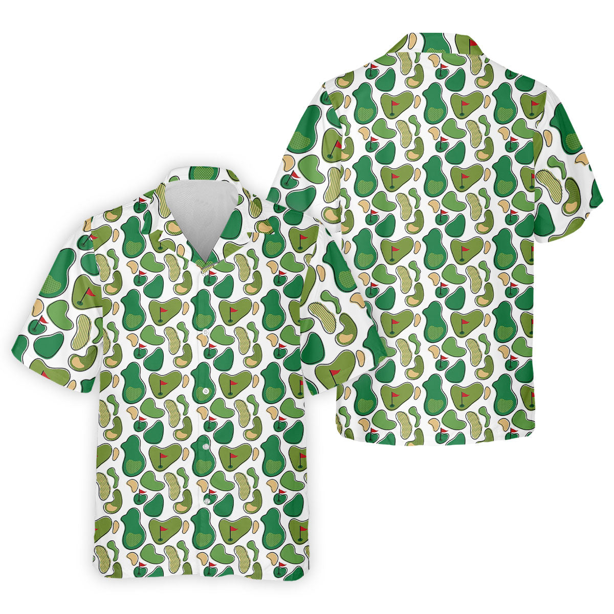 Mini Golf Course Seamless Pattern Men's Golf Polo Shirts, Performance Golf Polos, Golf Shirts For Men