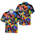Colorful Cat Sunglasses Paint Splash Golf Shirt, Men's Golf Shirt, Golf Apparel For Men