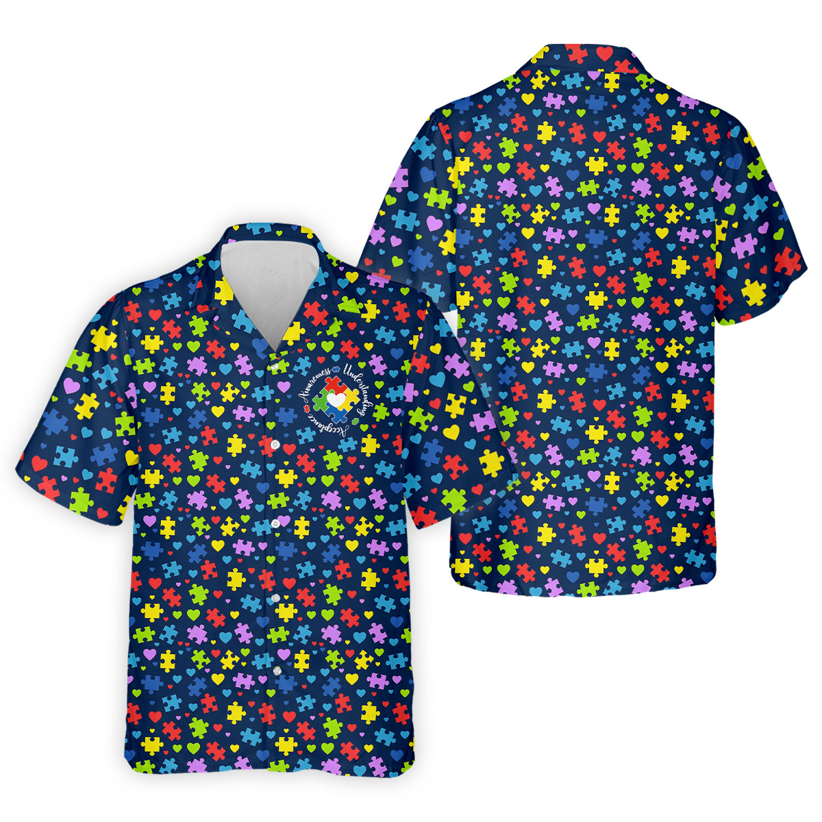 Awareness Understanding Acceptance Autism Puzzle Navy Men's Polo Shirt, Autism Awareness Shirt, Golf Shirts For Men