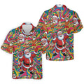 Funny Tropical Santa Christmas Polo Shirt, Mens Golf Polo, Christmas Shirts For Men
