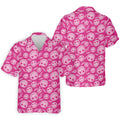 Pink Stitched Skull Halloween Golf Polo Shirt, Golf Shirts For Men, Mens Golf Apparel
