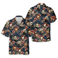 Gothic Floral Clown Doll Mask Hawaiian Polo, Golf Shirt For Men
