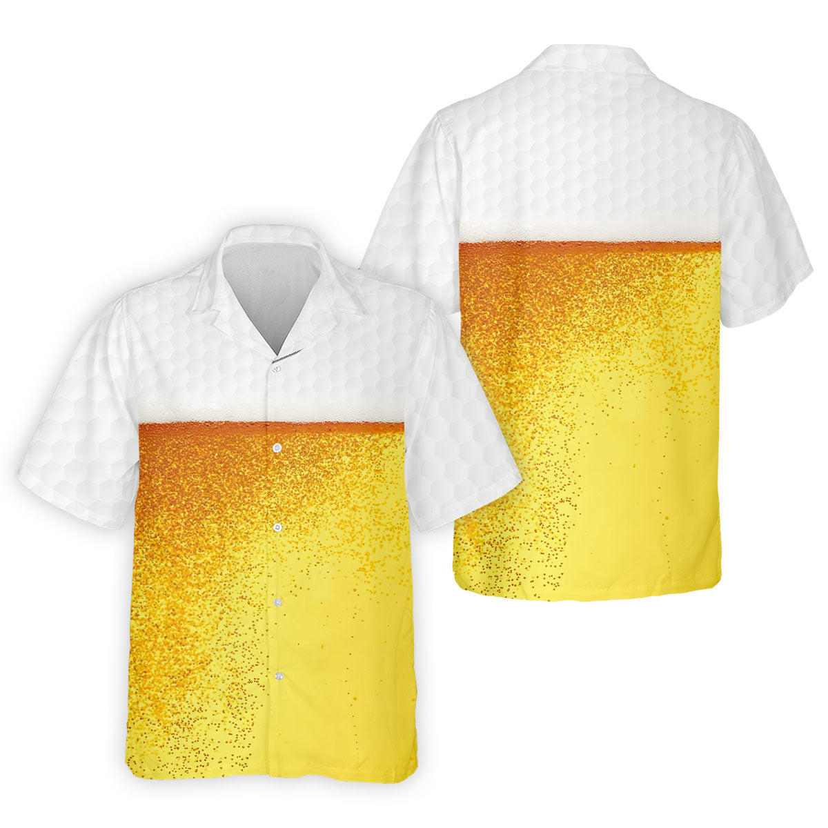 Cold Beer Print Men's Golf Polo Shirt, Beer Glass Pattern Design, Golf Shirts For Men