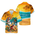 Beach Chair Santa Christmas Golf Shirt, Men's Golf Shirt, Hawaiian Golf Shirt, Printed Golf Shirts