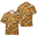 Tiger Stripe Pattern Hawaiian Golf Shirt, Men's Funny Golf Shirts, Golf Shirts For Men