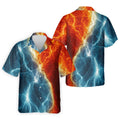 Lightning Fire And Ice Split Golf Polo Shirt, Golf Shirts For Men, Mens Golf Polo