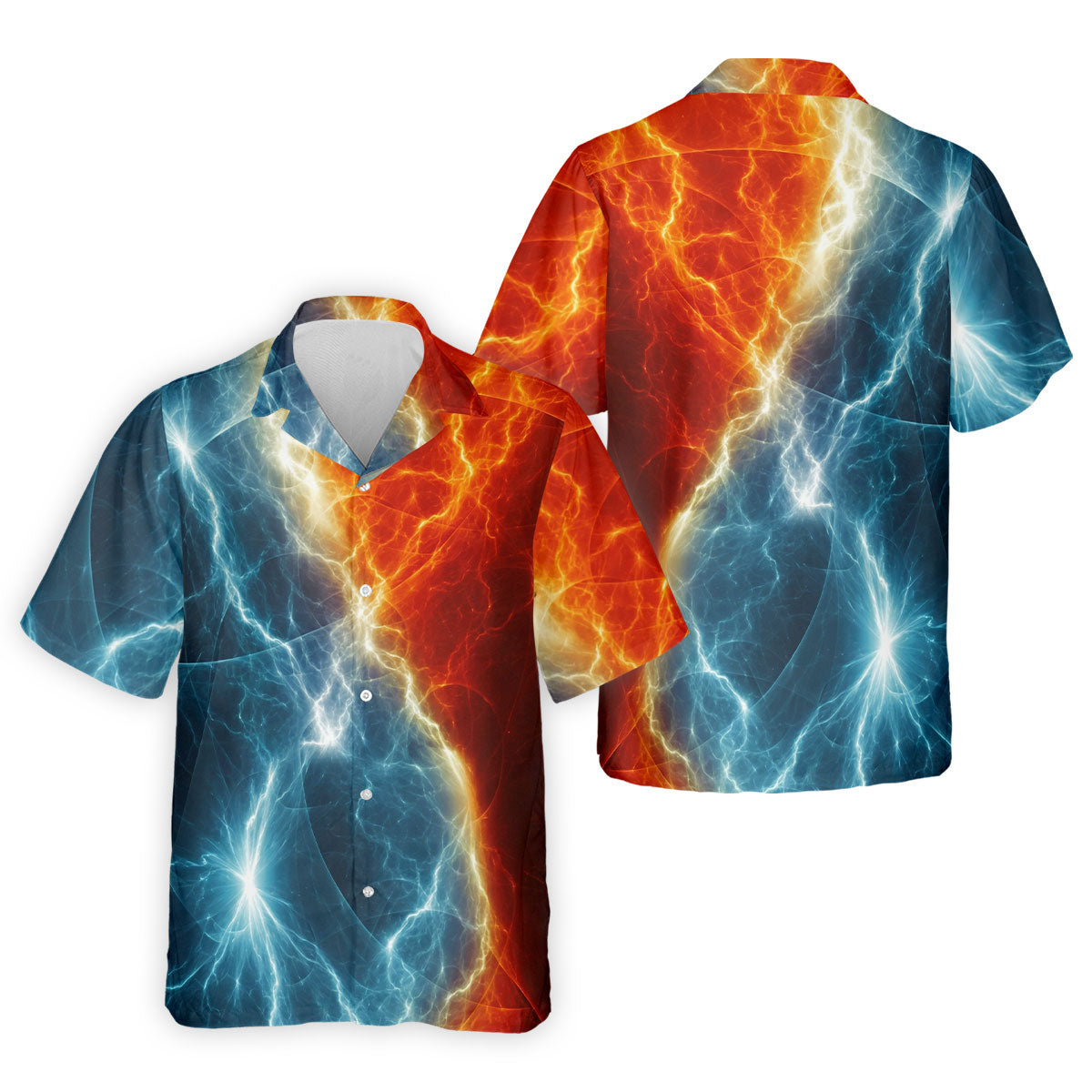 Lightning Fire And Ice Split Golf Polo Shirt, Golf Shirts For Men, Mens Golf Polo
