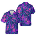 Purple Pink Tropical Palm Trees Golf Shirt, Mens Golf Polo, Printed Golf Shirts