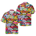 Comic Pop Art Golf Shirt, Retro Speech Bubble Pattern, Polo Shirts For Men