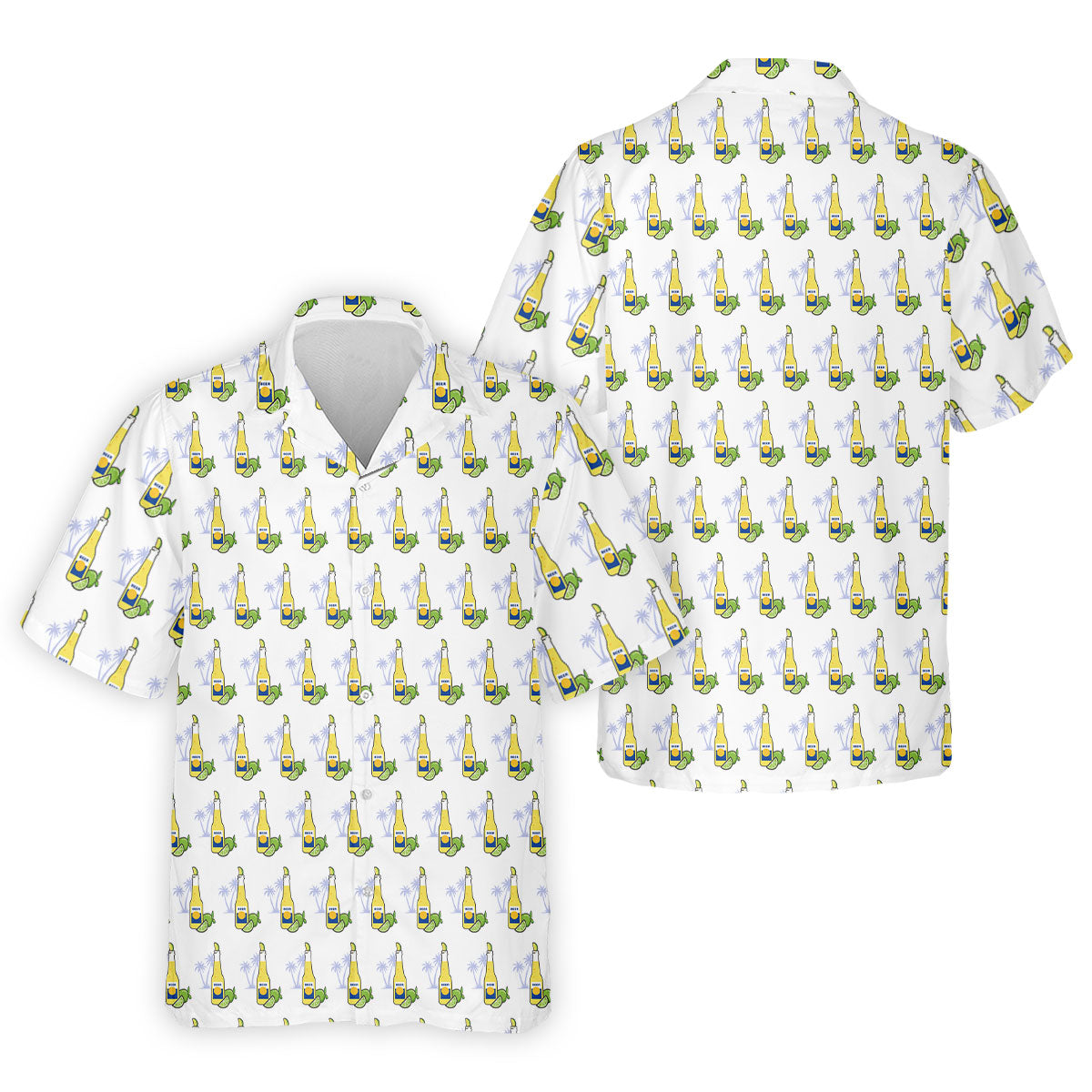 Beer And Lime Palm Tree Pattern Tropical Golf Shirt, Golf Shirts For Men, Polo Shirts For Men