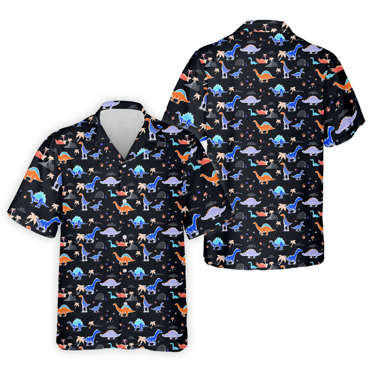 Colorful Dinosaur Hawaiian Golf Shirt, Cute Golf Outfit, Men's Golf Shirt, Polo Shirts For Men
