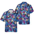 Funny Opossum Blue Purple Hawaiian Golf Shirt, Tropical Theme Golf Shirts For Men