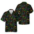 Black Neon Paint Splatter Golf Shirt, Men's Golf Shirt, Golf Apparel For Men