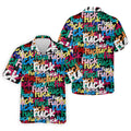 Bold Colorful Fuck Graffiti Typography Golf Shirt, Men's Golf Shirt, Golf Apparel For Men