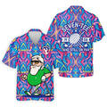 Colorful Psychedelic Santa Golfer Print Men's Golf Shirt, Mens Golf Apparel, Hawaiian Golf Shirt