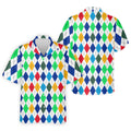 Colorful Argyle Golf Shirt, Classic Diamond Pattern Polo, Polo Shirts For Men